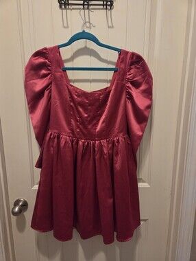 Mustard Seed Puff Sleeve Satin Dress Medium